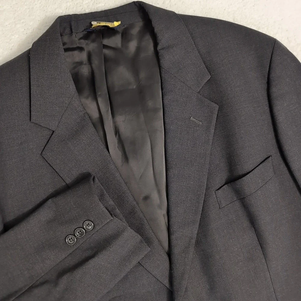 Brooks Brothers Blazer Men's 46 L Dark Gray Wool Brooksease 2 Button Stretch - Picture 1 of 8